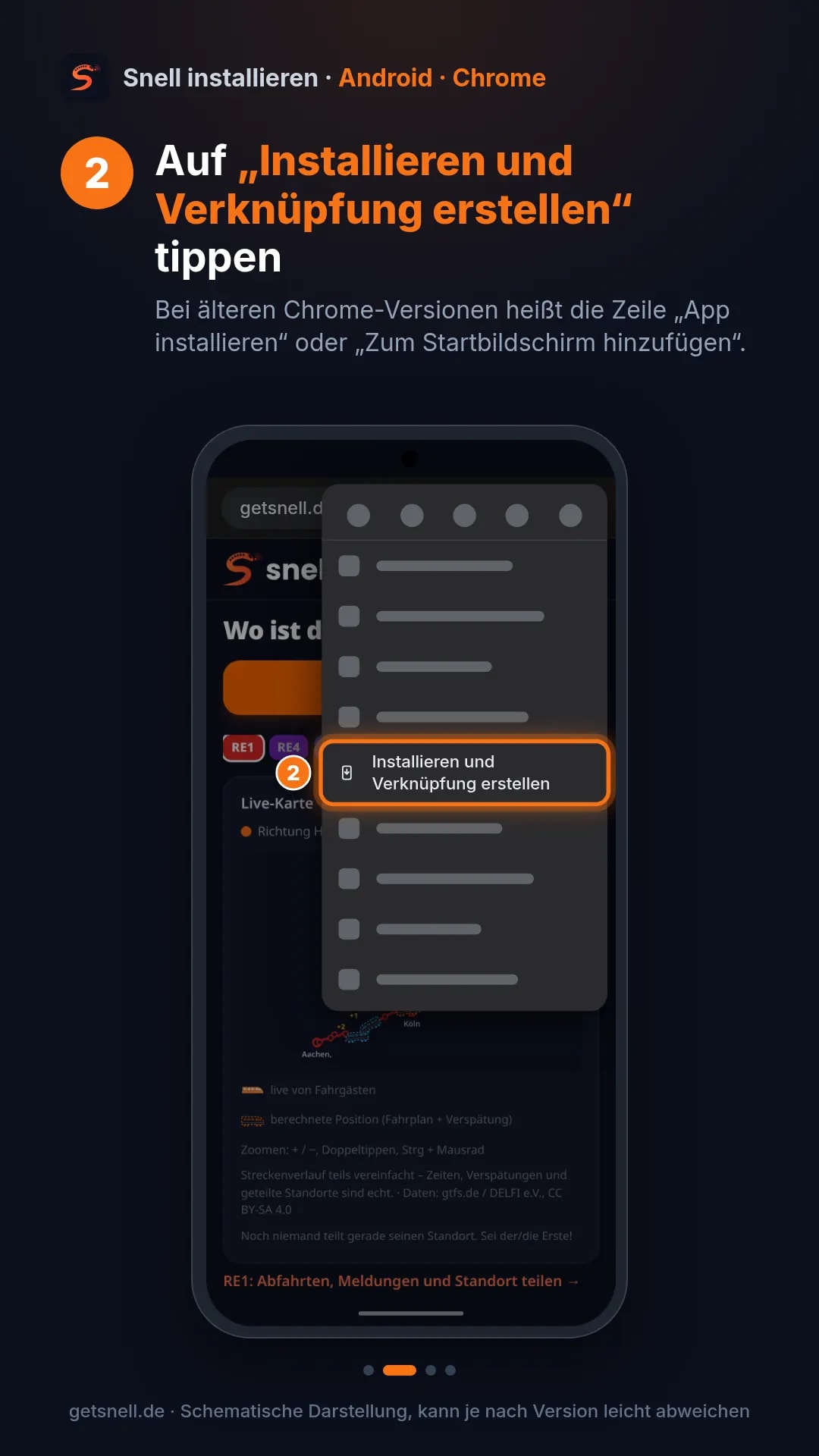 Schritt 2: Auf „Installieren und Verknüpfung erstellen“ tippen
